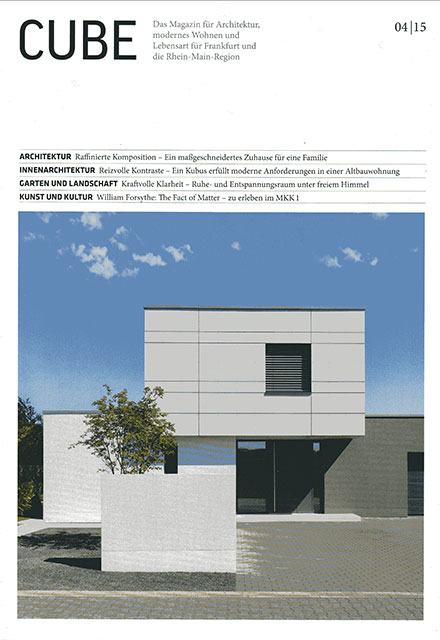 Cube Magazin 04/15. Das Magazin für ‪Architektur‬, ‪modernes‬ ‪Wohnen‬ und ‪Lebensart‬ für ‪Frankfurt‬ und die ‪Rhein-Main‬-Region: Sichtbar gut aufgehoben - Neugestaltung einer ‪Zahnarztpraxis in der Rubrik Innenarchitektur